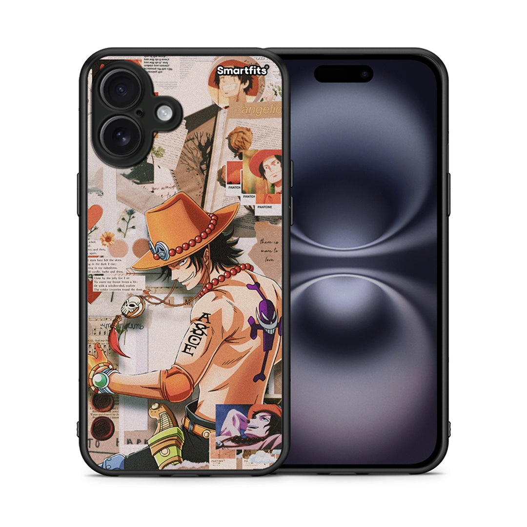 Θήκη iPhone 16 Plus Anime Collage από τη Smartfits με σχέδιο στο πίσω μέρος και μαύρο περίβλημα | iPhone 16 Plus Anime Collage case with colorful back and black bezels