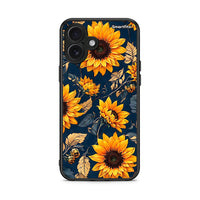 Thumbnail for iPhone 16 Plus Autumn Sunflowers Θήκη από τη Smartfits με σχέδιο στο πίσω μέρος και μαύρο περίβλημα | Smartphone case with colorful back and black bezels by Smartfits