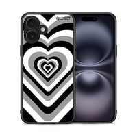 Thumbnail for Θήκη iPhone 16 Plus Black Hearts από τη Smartfits με σχέδιο στο πίσω μέρος και μαύρο περίβλημα | iPhone 16 Plus Black Hearts case with colorful back and black bezels