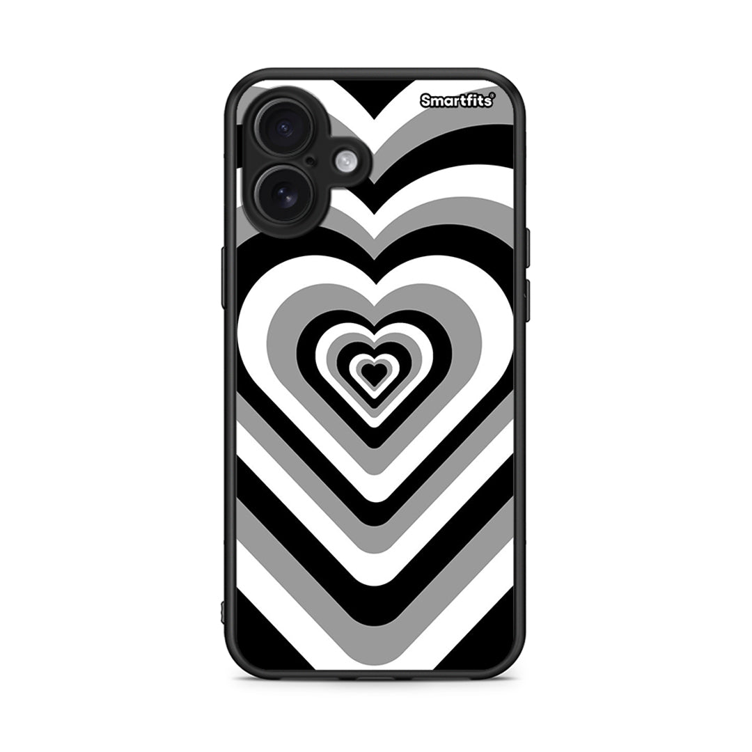 iPhone 16 Plus Black Hearts θήκη από τη Smartfits με σχέδιο στο πίσω μέρος και μαύρο περίβλημα | Smartphone case with colorful back and black bezels by Smartfits