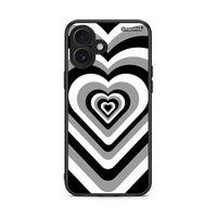 Thumbnail for iPhone 16 Plus Black Hearts θήκη από τη Smartfits με σχέδιο στο πίσω μέρος και μαύρο περίβλημα | Smartphone case with colorful back and black bezels by Smartfits