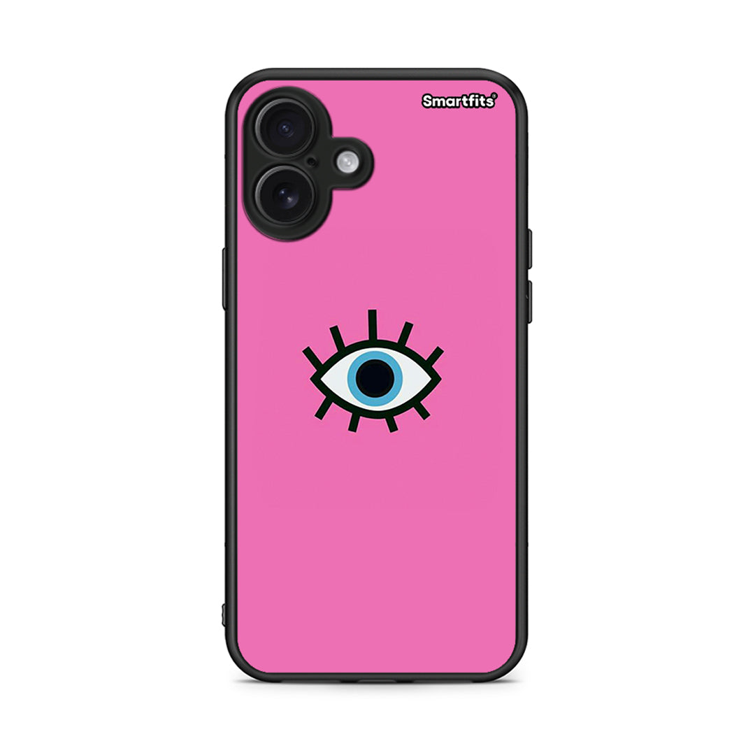 iPhone 16 Plus Blue Eye Pink θήκη από τη Smartfits με σχέδιο στο πίσω μέρος και μαύρο περίβλημα | Smartphone case with colorful back and black bezels by Smartfits