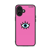 Thumbnail for iPhone 16 Plus Blue Eye Pink θήκη από τη Smartfits με σχέδιο στο πίσω μέρος και μαύρο περίβλημα | Smartphone case with colorful back and black bezels by Smartfits