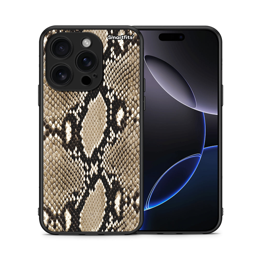 Θήκη iPhone 16 Pro Fashion Snake Animal από τη Smartfits με σχέδιο στο πίσω μέρος και μαύρο περίβλημα | iPhone 16 Pro Fashion Snake Animal case with colorful back and black bezels