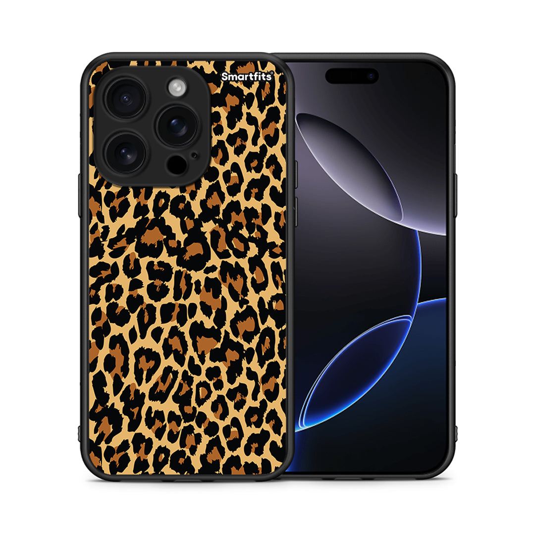 Θήκη iPhone 16 Pro Leopard Animal από τη Smartfits με σχέδιο στο πίσω μέρος και μαύρο περίβλημα | iPhone 16 Pro Leopard Animal case with colorful back and black bezels