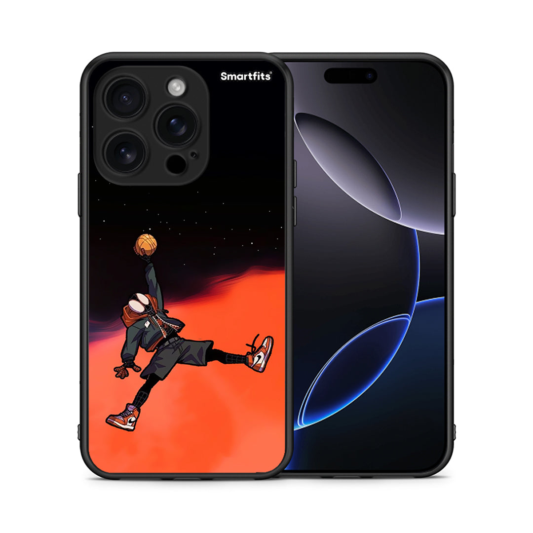 Θήκη iPhone 16 Pro Basketball Hero από τη Smartfits με σχέδιο στο πίσω μέρος και μαύρο περίβλημα | iPhone 16 Pro Basketball Hero case with colorful back and black bezels