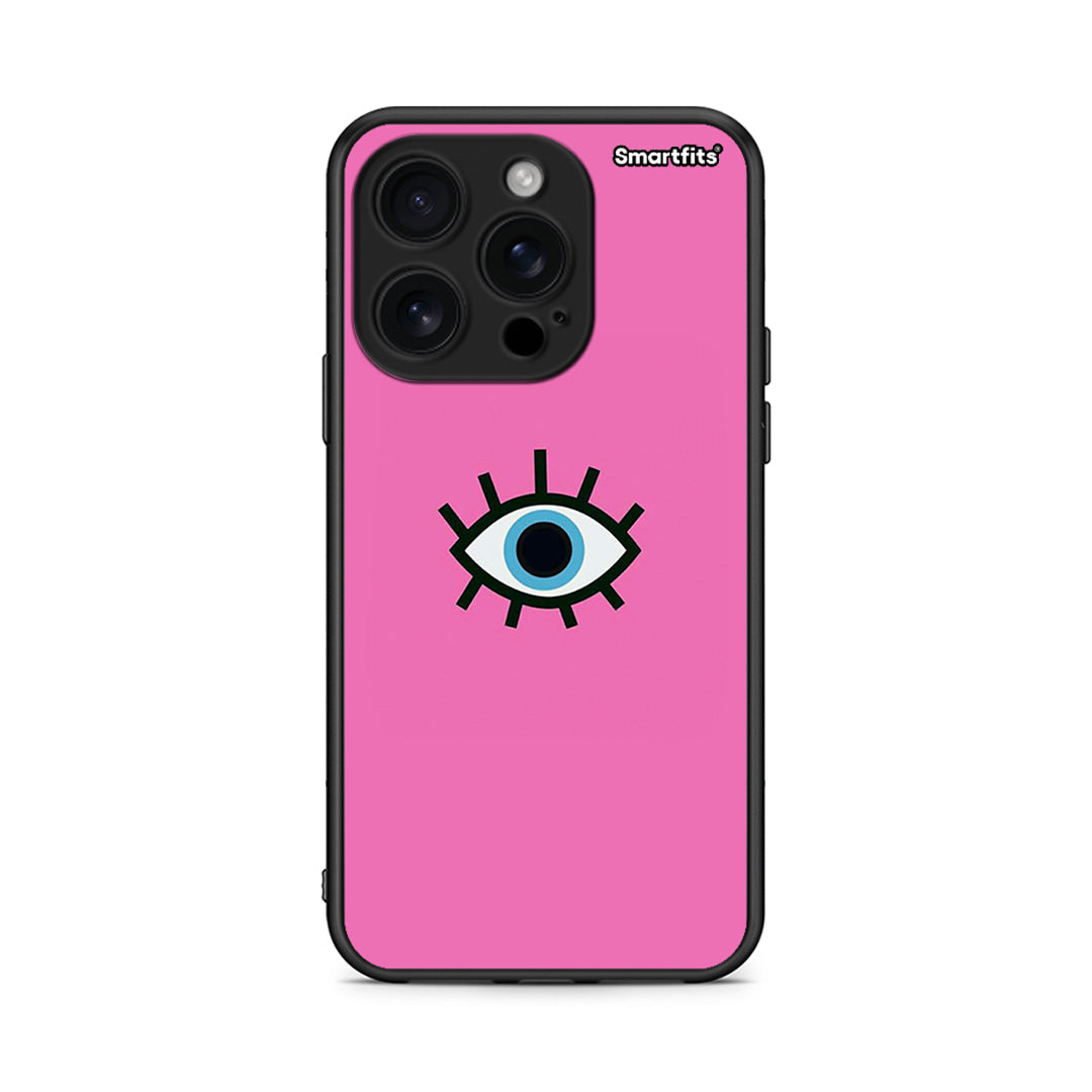 iPhone 16 Pro Blue Eye Pink θήκη από τη Smartfits με σχέδιο στο πίσω μέρος και μαύρο περίβλημα | Smartphone case with colorful back and black bezels by Smartfits