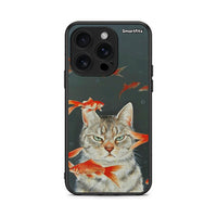 Thumbnail for iPhone 16 Pro Cat Goldfish θήκη από τη Smartfits με σχέδιο στο πίσω μέρος και μαύρο περίβλημα | Smartphone case with colorful back and black bezels by Smartfits