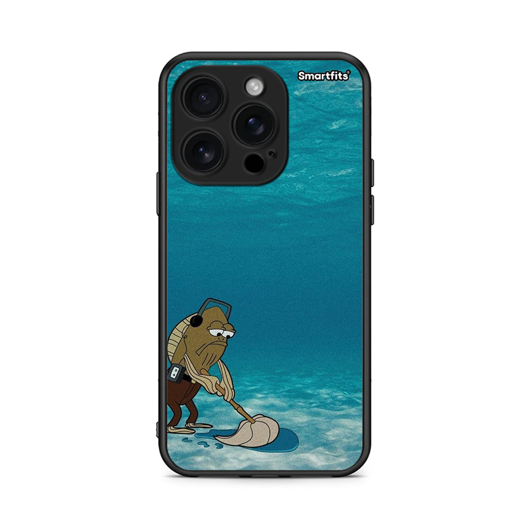 iPhone 16 Pro Clean The Ocean Θήκη από τη Smartfits με σχέδιο στο πίσω μέρος και μαύρο περίβλημα | Smartphone case with colorful back and black bezels by Smartfits