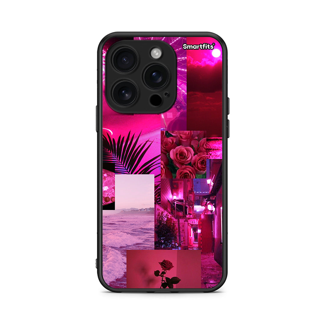 iPhone 16 Pro Collage Red Roses Θήκη Αγίου Βαλεντίνου από τη Smartfits με σχέδιο στο πίσω μέρος και μαύρο περίβλημα | Smartphone case with colorful back and black bezels by Smartfits