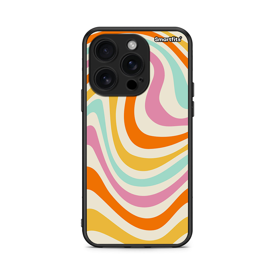 iPhone 16 Pro Colourful Waves θήκη από τη Smartfits με σχέδιο στο πίσω μέρος και μαύρο περίβλημα | Smartphone case with colorful back and black bezels by Smartfits