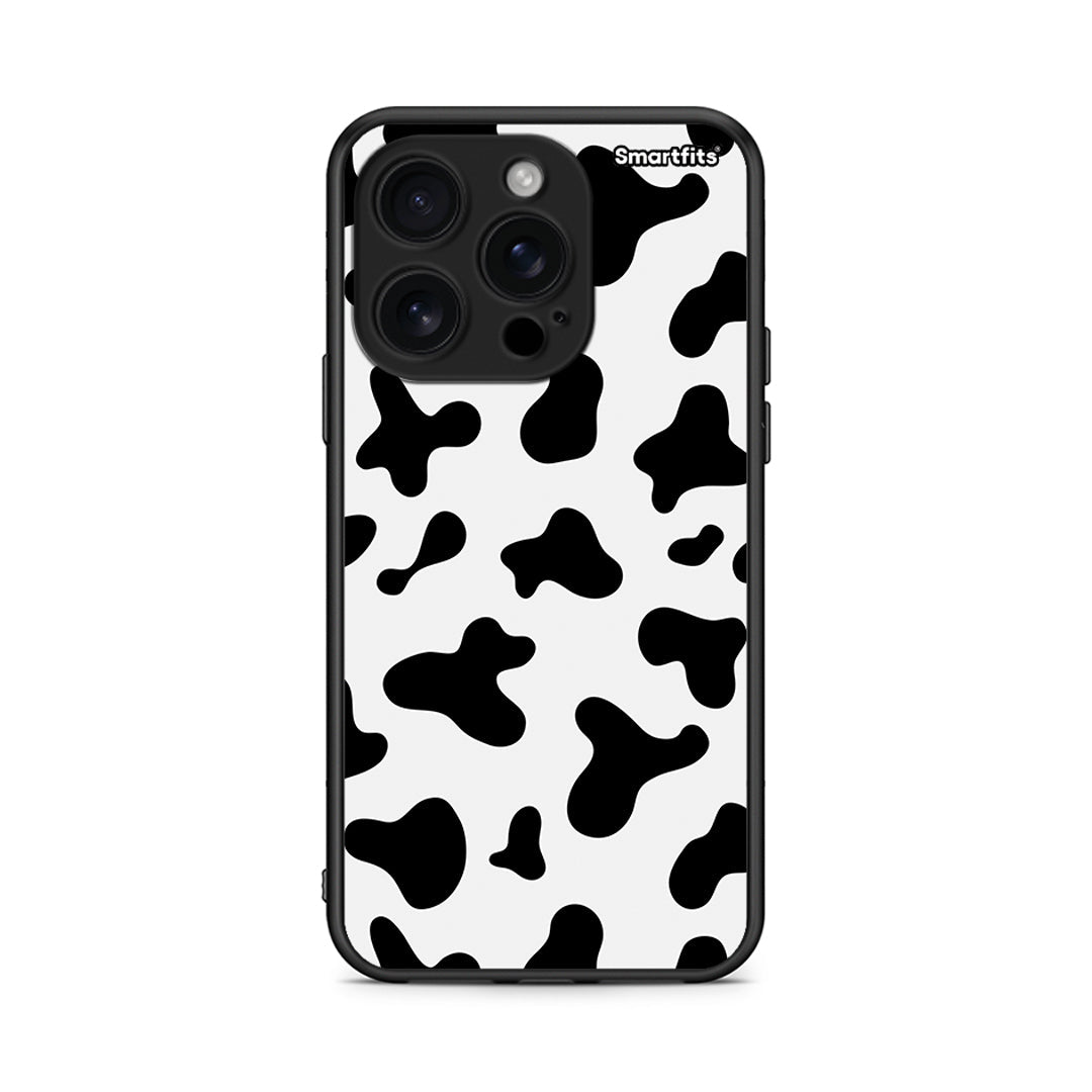 iPhone 16 Pro Cow Print θήκη από τη Smartfits με σχέδιο στο πίσω μέρος και μαύρο περίβλημα | Smartphone case with colorful back and black bezels by Smartfits