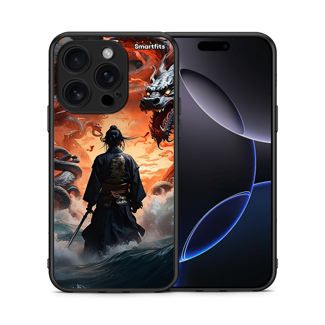 Θήκη iPhone 16 Pro Dragons Fight από τη Smartfits με σχέδιο στο πίσω μέρος και μαύρο περίβλημα | iPhone 16 Pro Dragons Fight case with colorful back and black bezels