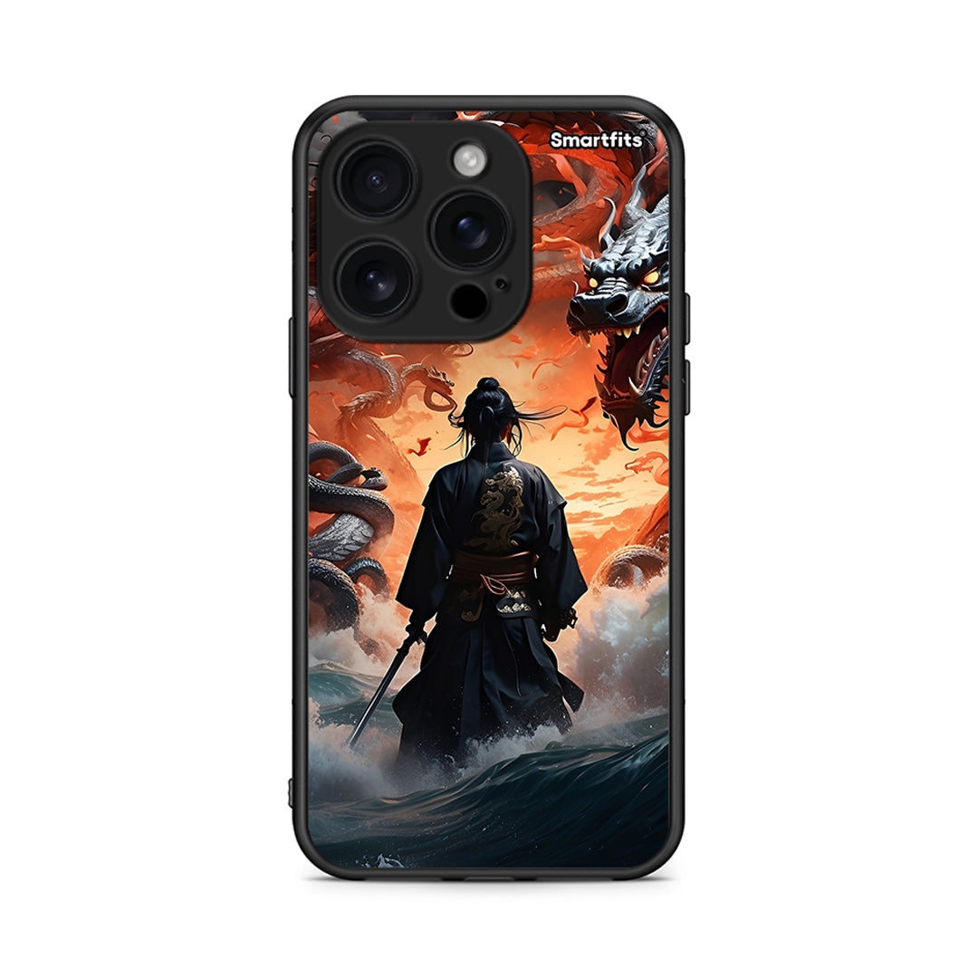 iPhone 16 Pro Dragons Fight θήκη από τη Smartfits με σχέδιο στο πίσω μέρος και μαύρο περίβλημα | Smartphone case with colorful back and black bezels by Smartfits