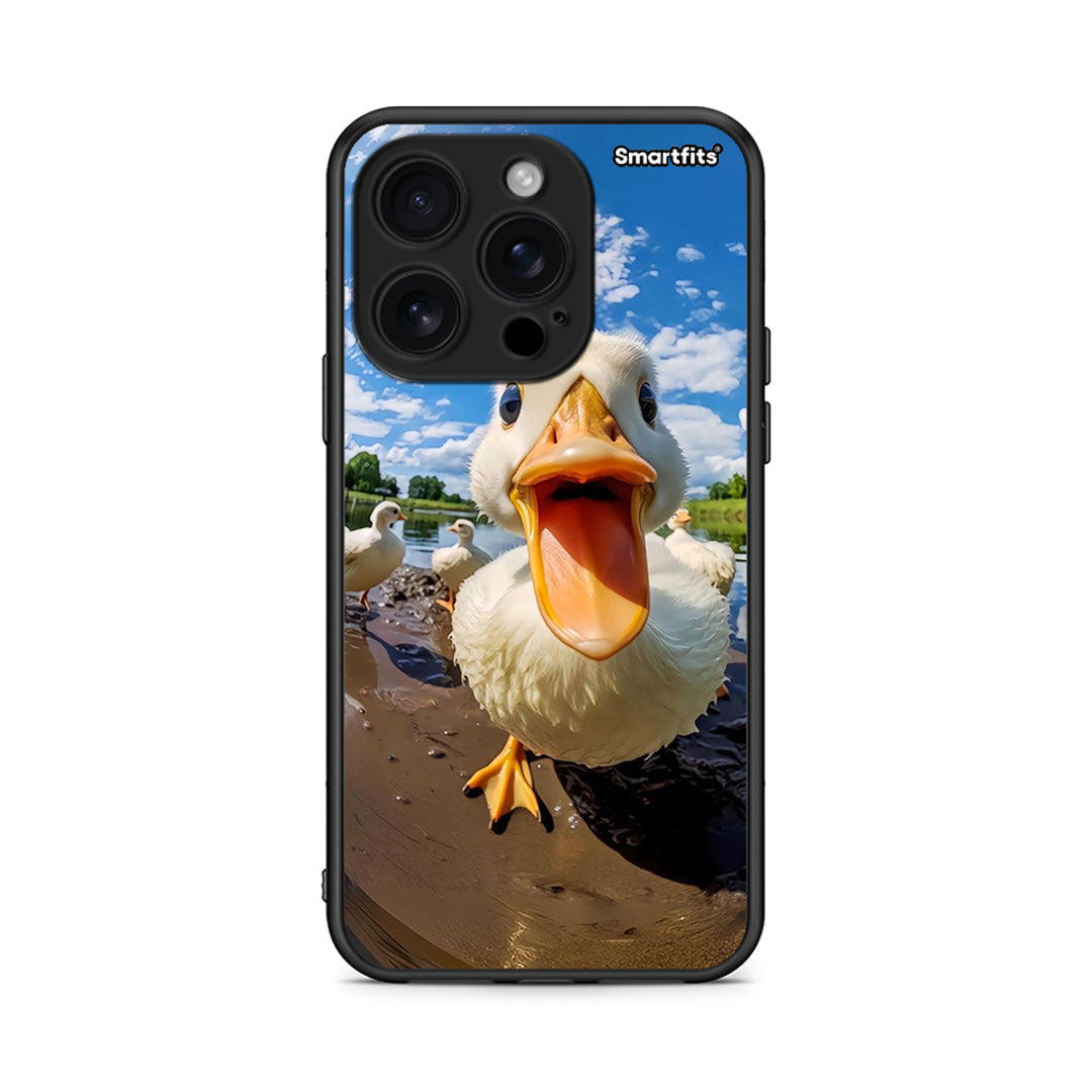 iPhone 16 Pro Duck Face θήκη από τη Smartfits με σχέδιο στο πίσω μέρος και μαύρο περίβλημα | Smartphone case with colorful back and black bezels by Smartfits