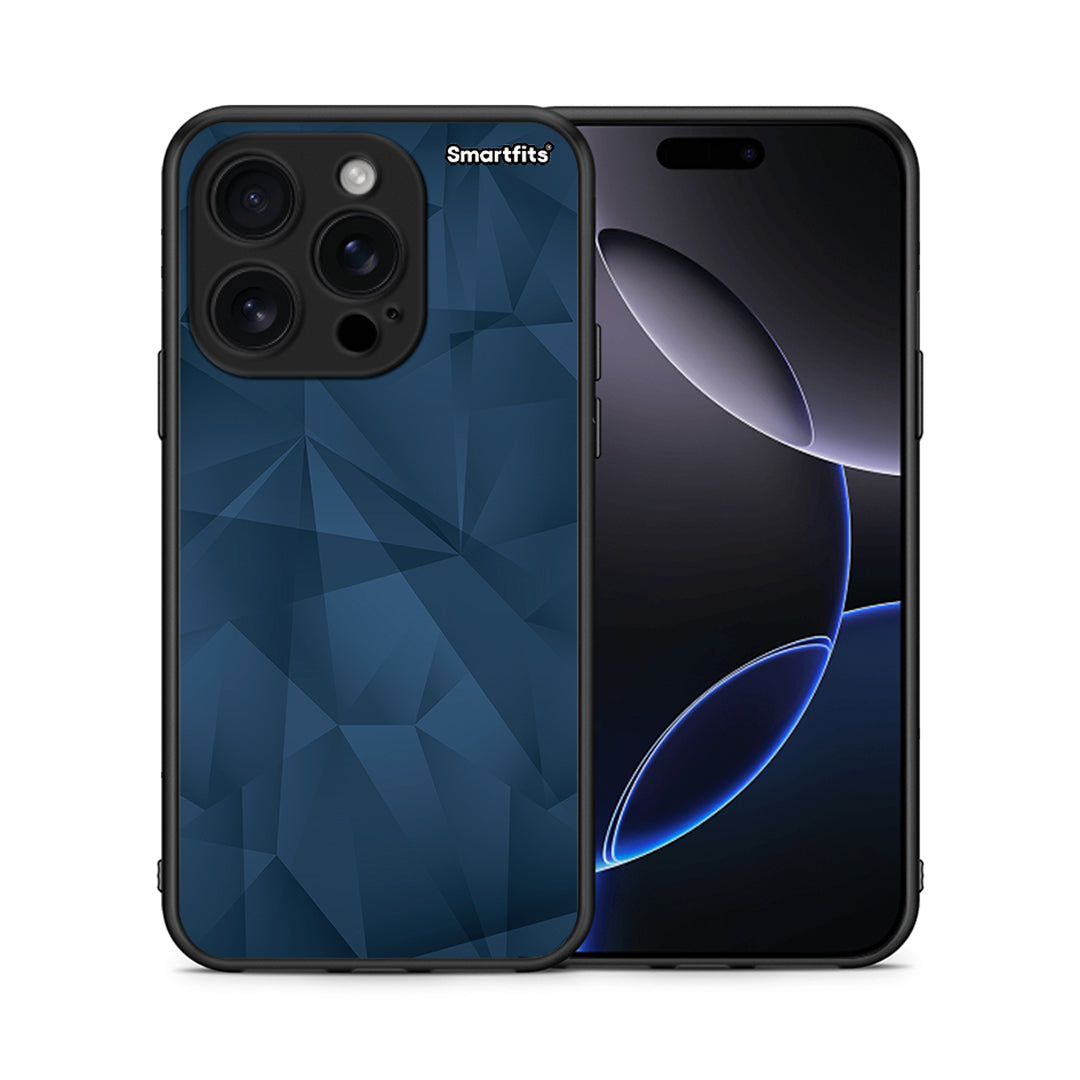 Θήκη iPhone 16 Pro Blue Abstract Geometric από τη Smartfits με σχέδιο στο πίσω μέρος και μαύρο περίβλημα | iPhone 16 Pro Blue Abstract Geometric case with colorful back and black bezels