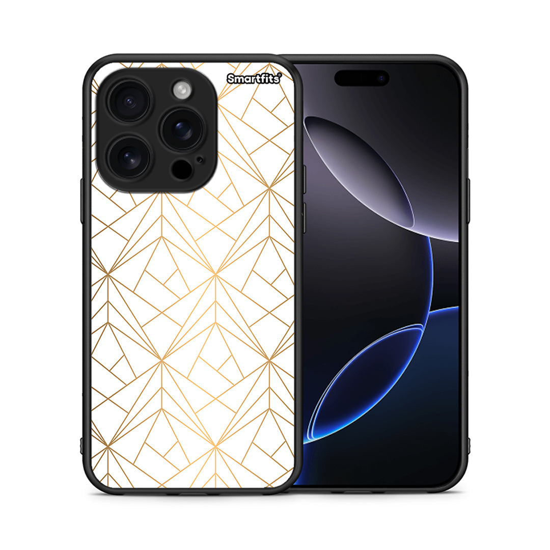 Θήκη iPhone 16 Pro Luxury White Geometric από τη Smartfits με σχέδιο στο πίσω μέρος και μαύρο περίβλημα | iPhone 16 Pro Luxury White Geometric case with colorful back and black bezels