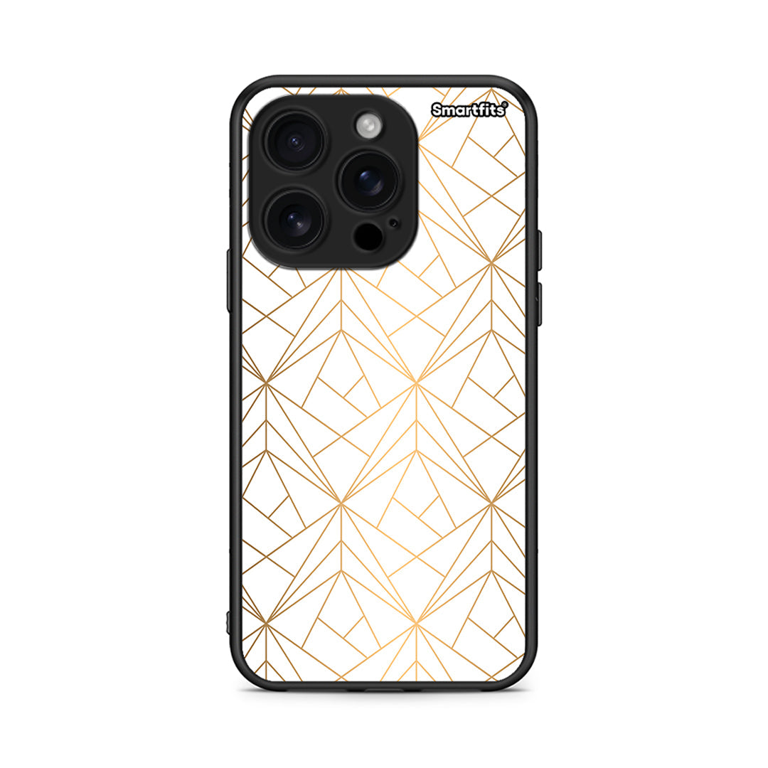 111 - iPhone 16 Pro Luxury White Geometric case, cover, bumper