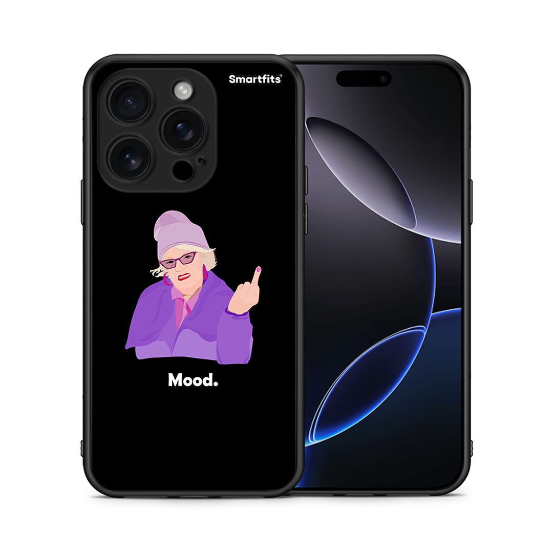 Θήκη iPhone 16 Pro Grandma Mood Black από τη Smartfits με σχέδιο στο πίσω μέρος και μαύρο περίβλημα | iPhone 16 Pro Grandma Mood Black case with colorful back and black bezels