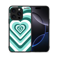 Thumbnail for Θήκη iPhone 16 Pro Green Hearts από τη Smartfits με σχέδιο στο πίσω μέρος και μαύρο περίβλημα | iPhone 16 Pro Green Hearts case with colorful back and black bezels