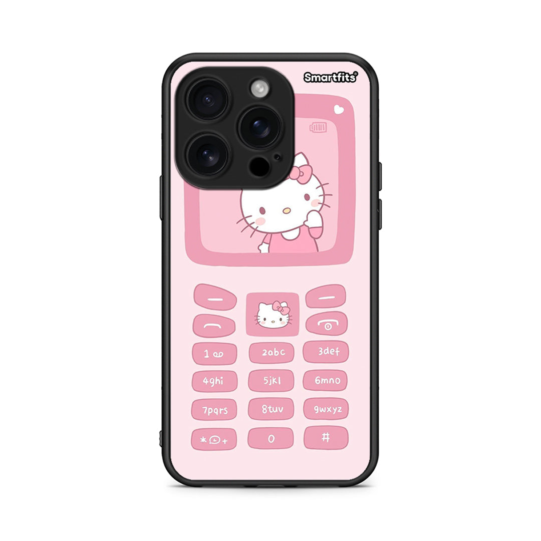 iPhone 16 Pro Hello Kitten Θήκη Αγίου Βαλεντίνου από τη Smartfits με σχέδιο στο πίσω μέρος και μαύρο περίβλημα | Smartphone case with colorful back and black bezels by Smartfits