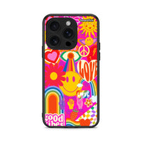 Thumbnail for iPhone 16 Pro Hippie Love θήκη από τη Smartfits με σχέδιο στο πίσω μέρος και μαύρο περίβλημα | Smartphone case with colorful back and black bezels by Smartfits