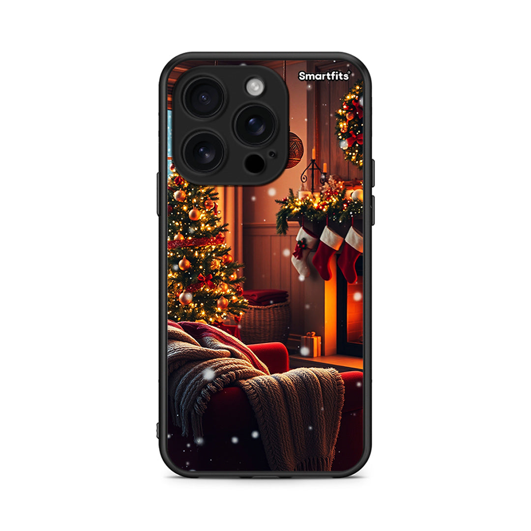 iPhone 16 Pro Home For Christmas θήκη από τη Smartfits με σχέδιο στο πίσω μέρος και μαύρο περίβλημα | Smartphone case with colorful back and black bezels by Smartfits