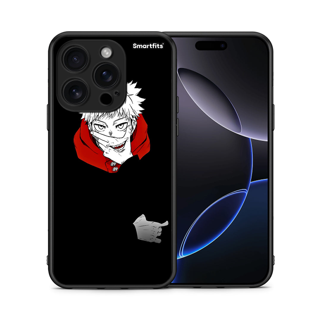 Θήκη iPhone 16 Pro Itadori Anime από τη Smartfits με σχέδιο στο πίσω μέρος και μαύρο περίβλημα | iPhone 16 Pro Itadori Anime case with colorful back and black bezels