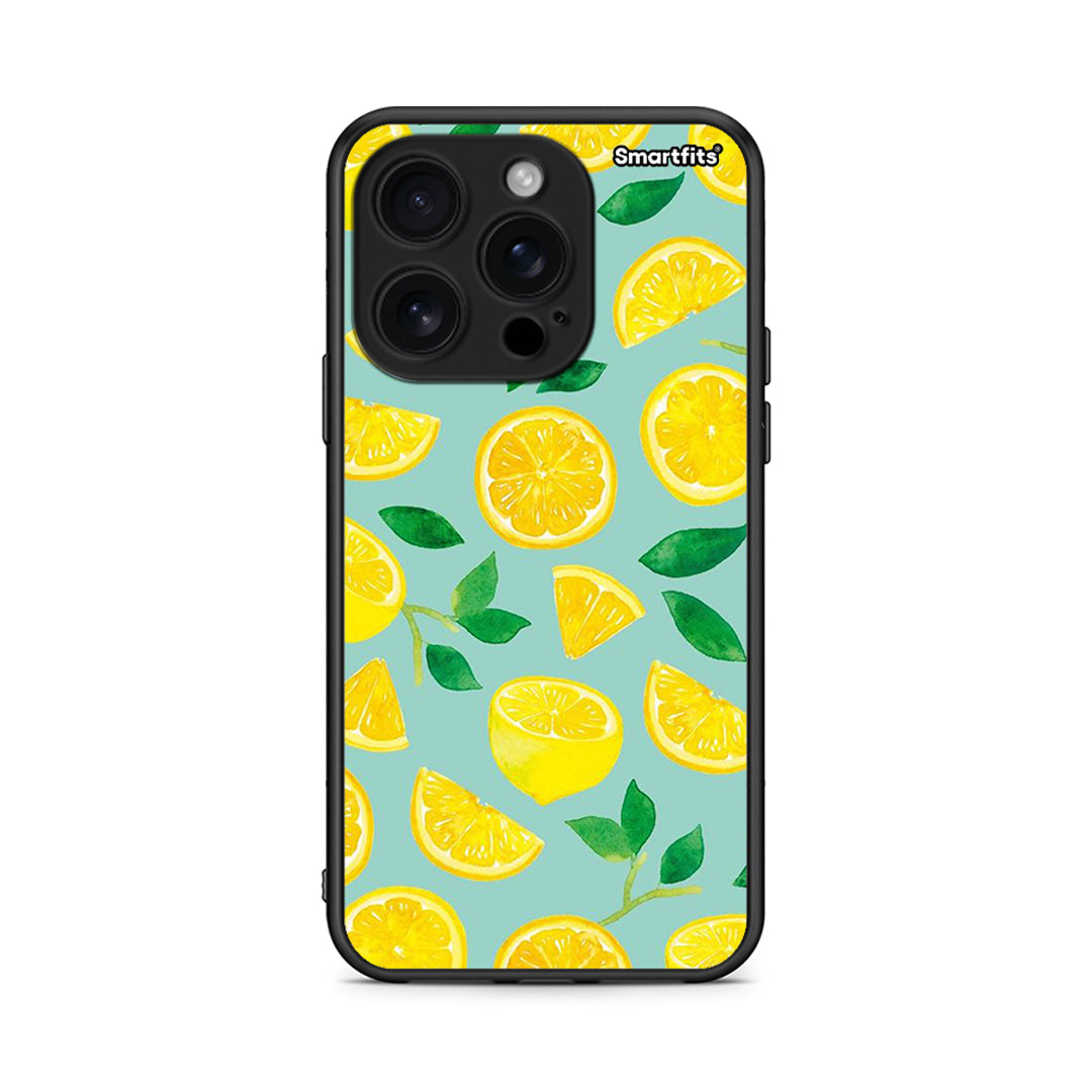 iPhone 16 Pro Lemons θήκη από τη Smartfits με σχέδιο στο πίσω μέρος και μαύρο περίβλημα | Smartphone case with colorful back and black bezels by Smartfits