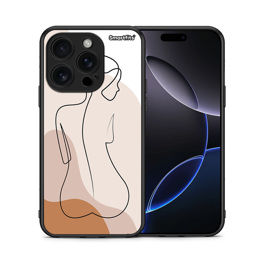 Θήκη iPhone 16 Pro LineArt Woman από τη Smartfits με σχέδιο στο πίσω μέρος και μαύρο περίβλημα | iPhone 16 Pro LineArt Woman case with colorful back and black bezels