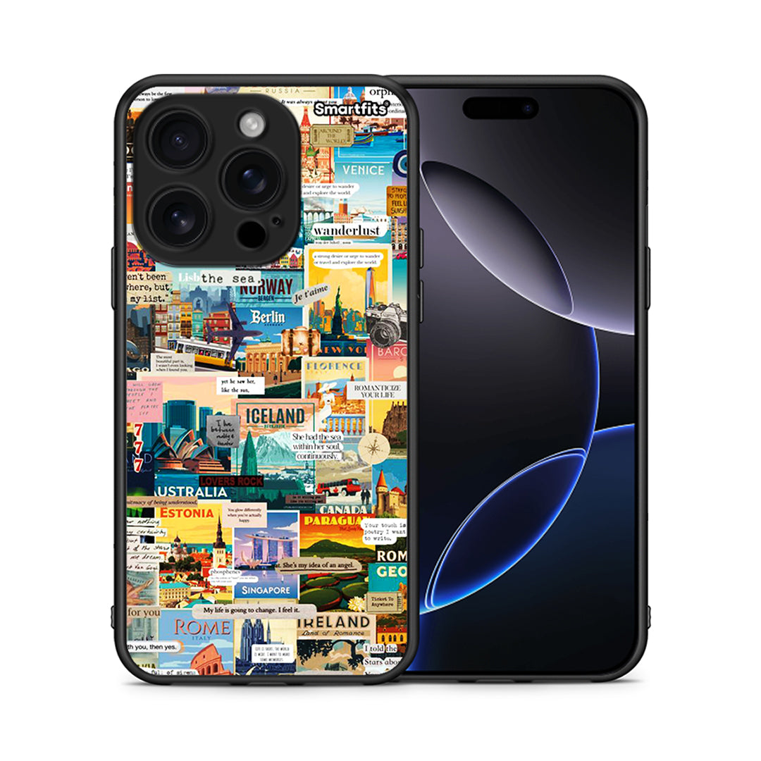 Θήκη iPhone 16 Pro Live To Travel από τη Smartfits με σχέδιο στο πίσω μέρος και μαύρο περίβλημα | iPhone 16 Pro Live To Travel case with colorful back and black bezels