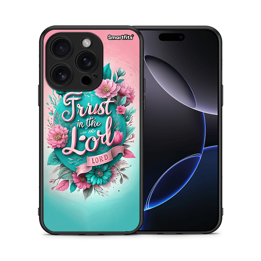 Θήκη iPhone 16 Pro Lord Trust από τη Smartfits με σχέδιο στο πίσω μέρος και μαύρο περίβλημα | iPhone 16 Pro Lord Trust case with colorful back and black bezels