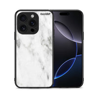 Thumbnail for Θήκη iPhone 16 Pro White Marble από τη Smartfits με σχέδιο στο πίσω μέρος και μαύρο περίβλημα | iPhone 16 Pro White Marble case with colorful back and black bezels