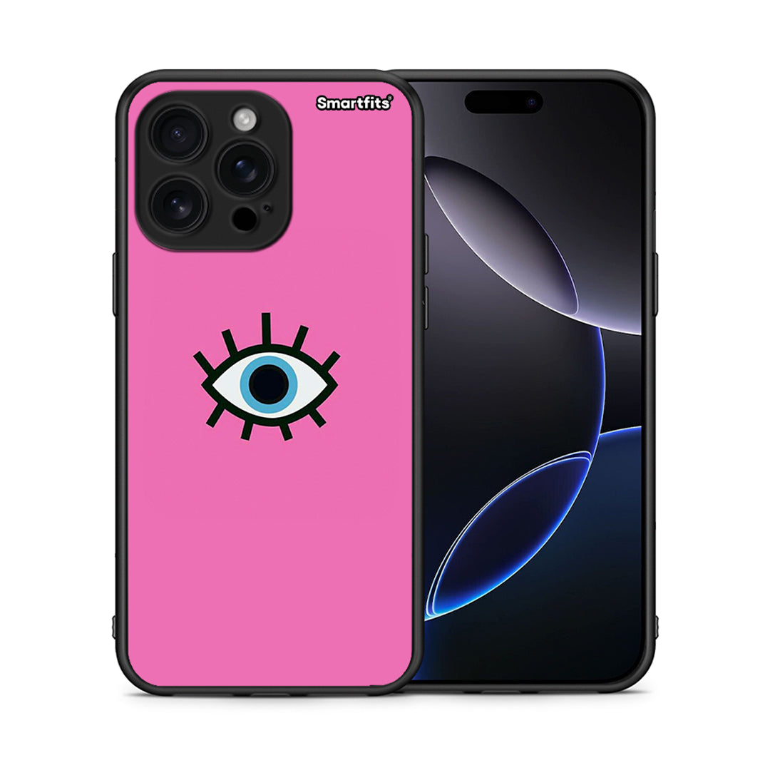 Θήκη iPhone 16 Pro Max Blue Eye Pink από τη Smartfits με σχέδιο στο πίσω μέρος και μαύρο περίβλημα | iPhone 16 Pro Max Blue Eye Pink case with colorful back and black bezels