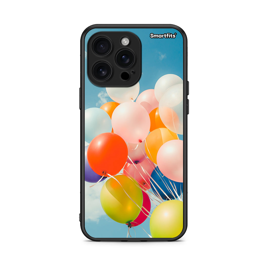 iPhone 16 Pro Max Colorful Balloons θήκη από τη Smartfits με σχέδιο στο πίσω μέρος και μαύρο περίβλημα | Smartphone case with colorful back and black bezels by Smartfits