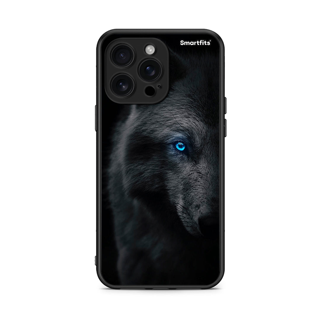 iPhone 16 Pro Max Dark Wolf θήκη από τη Smartfits με σχέδιο στο πίσω μέρος και μαύρο περίβλημα | Smartphone case with colorful back and black bezels by Smartfits