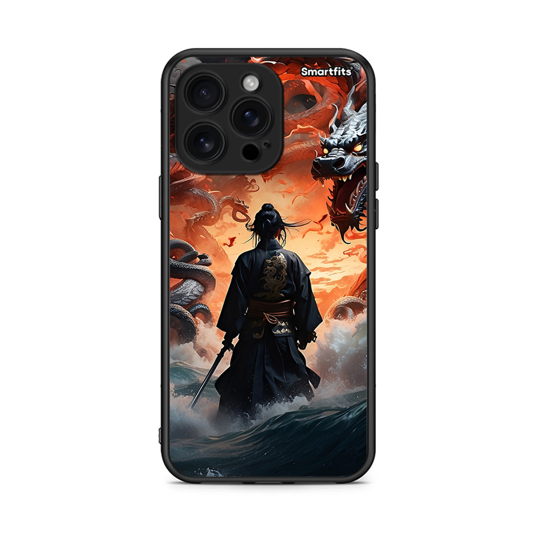 iPhone 16 Pro Max Dragons Fight θήκη από τη Smartfits με σχέδιο στο πίσω μέρος και μαύρο περίβλημα | Smartphone case with colorful back and black bezels by Smartfits