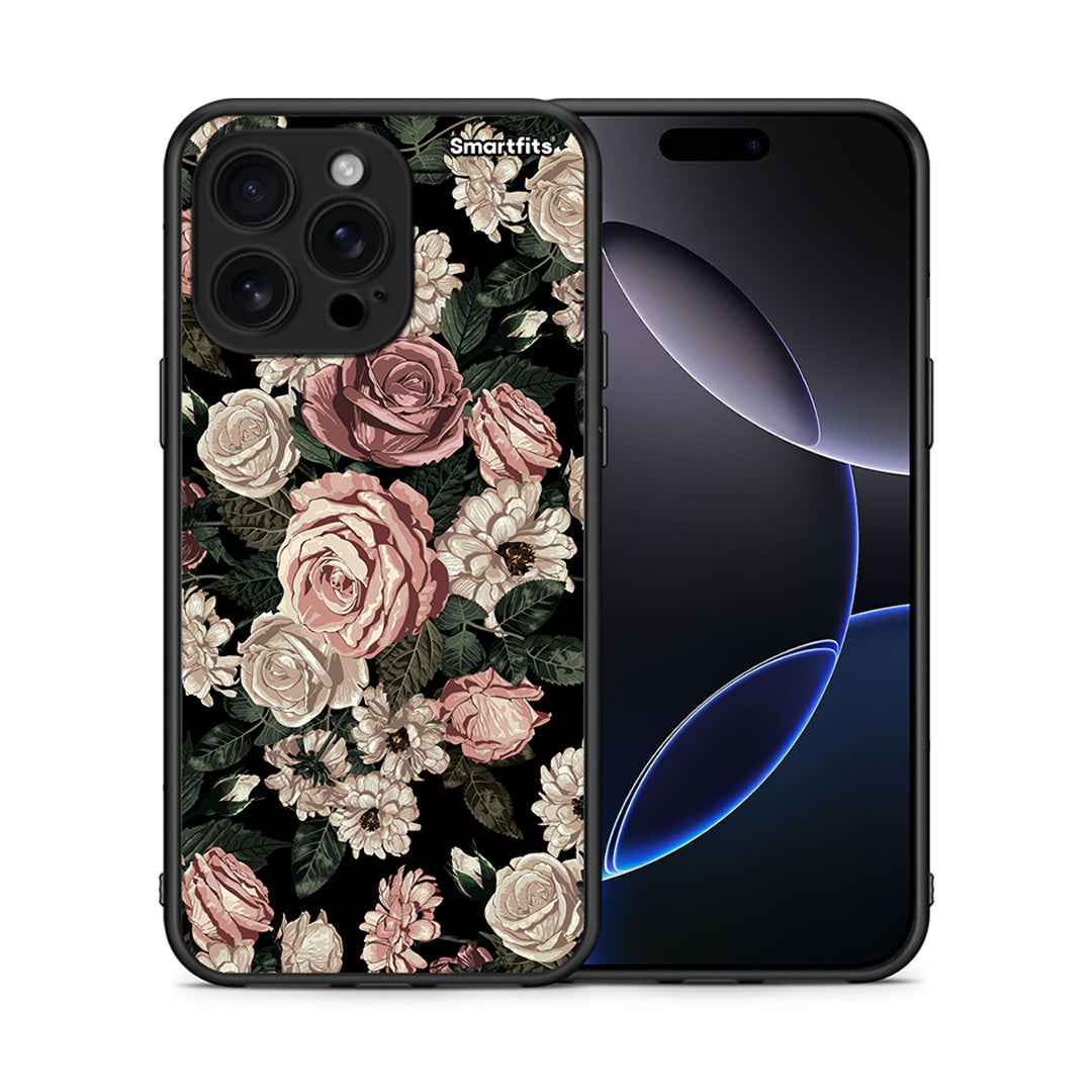 Θήκη iPhone 16 Pro Max Wild Roses Flower από τη Smartfits με σχέδιο στο πίσω μέρος και μαύρο περίβλημα | iPhone 16 Pro Max Wild Roses Flower case with colorful back and black bezels