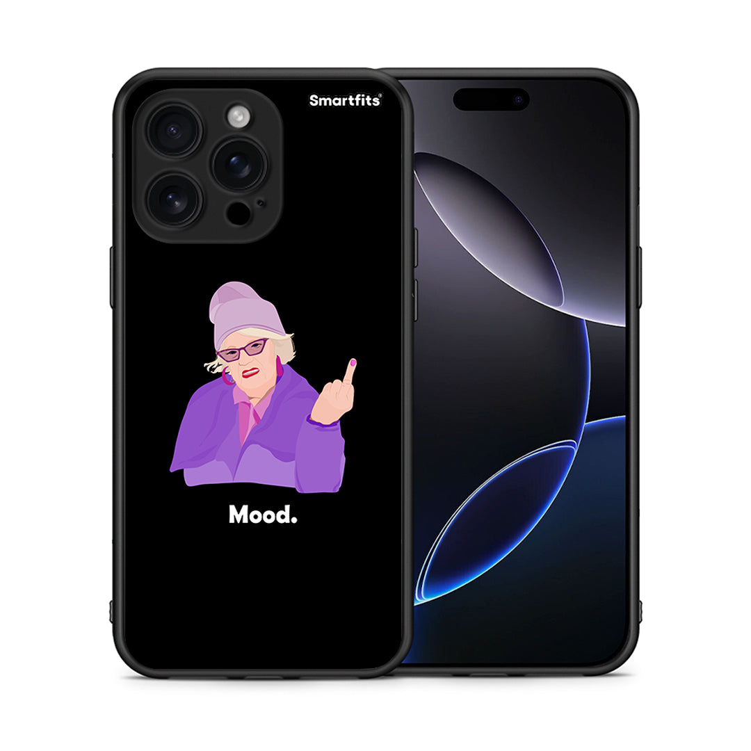 Θήκη iPhone 16 Pro Max Grandma Mood Black από τη Smartfits με σχέδιο στο πίσω μέρος και μαύρο περίβλημα | iPhone 16 Pro Max Grandma Mood Black case with colorful back and black bezels