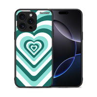 Thumbnail for Θήκη iPhone 16 Pro Max Green Hearts από τη Smartfits με σχέδιο στο πίσω μέρος και μαύρο περίβλημα | iPhone 16 Pro Max Green Hearts case with colorful back and black bezels