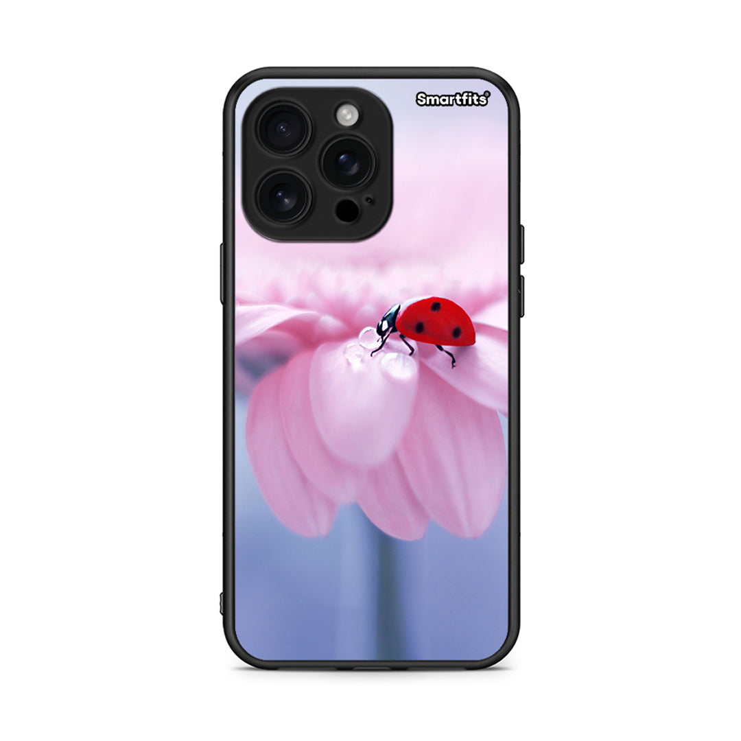 iPhone 16 Pro Max Ladybug Flower θήκη από τη Smartfits με σχέδιο στο πίσω μέρος και μαύρο περίβλημα | Smartphone case with colorful back and black bezels by Smartfits