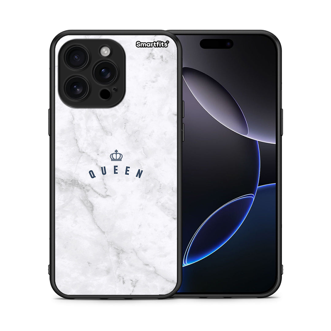 Θήκη iPhone 16 Pro Max Queen Marble από τη Smartfits με σχέδιο στο πίσω μέρος και μαύρο περίβλημα | iPhone 16 Pro Max Queen Marble case with colorful back and black bezels