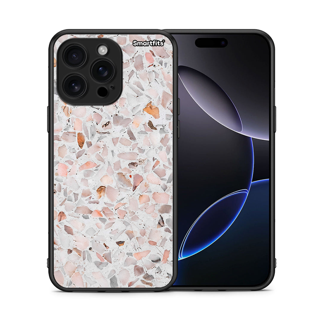 Θήκη iPhone 16 Pro Max Marble Terrazzo από τη Smartfits με σχέδιο στο πίσω μέρος και μαύρο περίβλημα | iPhone 16 Pro Max Marble Terrazzo case with colorful back and black bezels