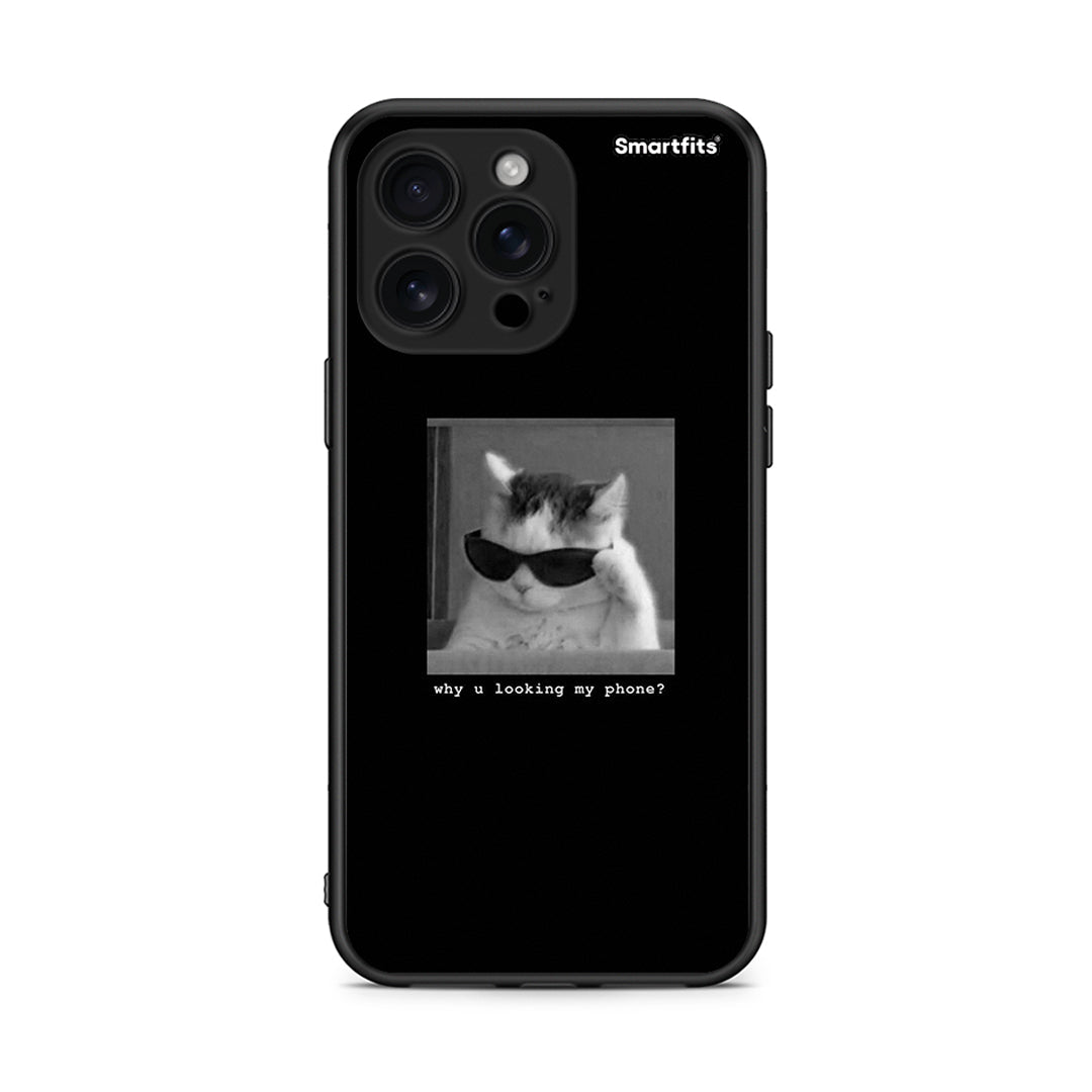 iPhone 16 Pro Max Meme Cat θήκη από τη Smartfits με σχέδιο στο πίσω μέρος και μαύρο περίβλημα | Smartphone case with colorful back and black bezels by Smartfits