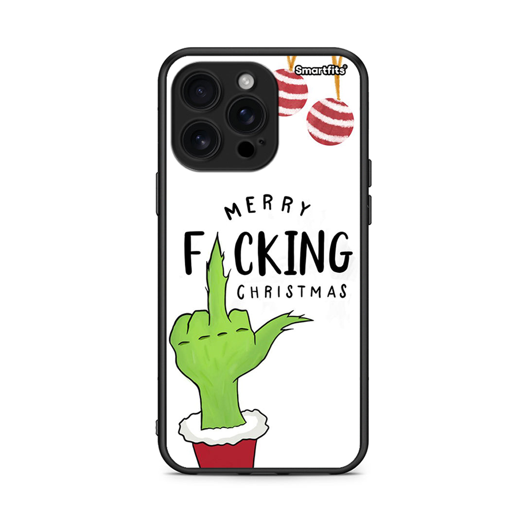 iPhone 16 Pro Max Merry F Xmas θήκη από τη Smartfits με σχέδιο στο πίσω μέρος και μαύρο περίβλημα | Smartphone case with colorful back and black bezels by Smartfits