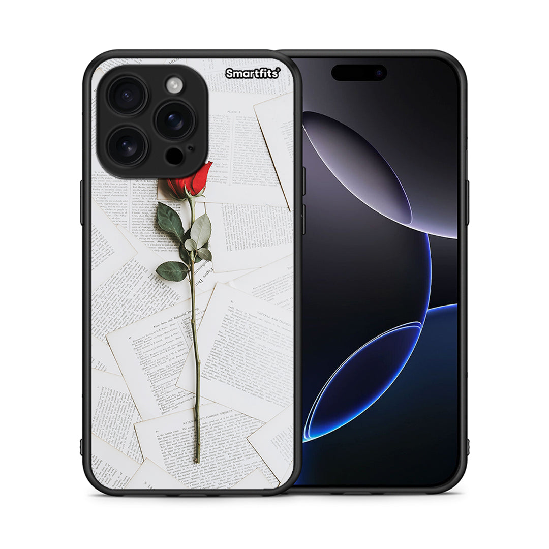 Θήκη iPhone 16 Pro Max Red Rose από τη Smartfits με σχέδιο στο πίσω μέρος και μαύρο περίβλημα | iPhone 16 Pro Max Red Rose case with colorful back and black bezels