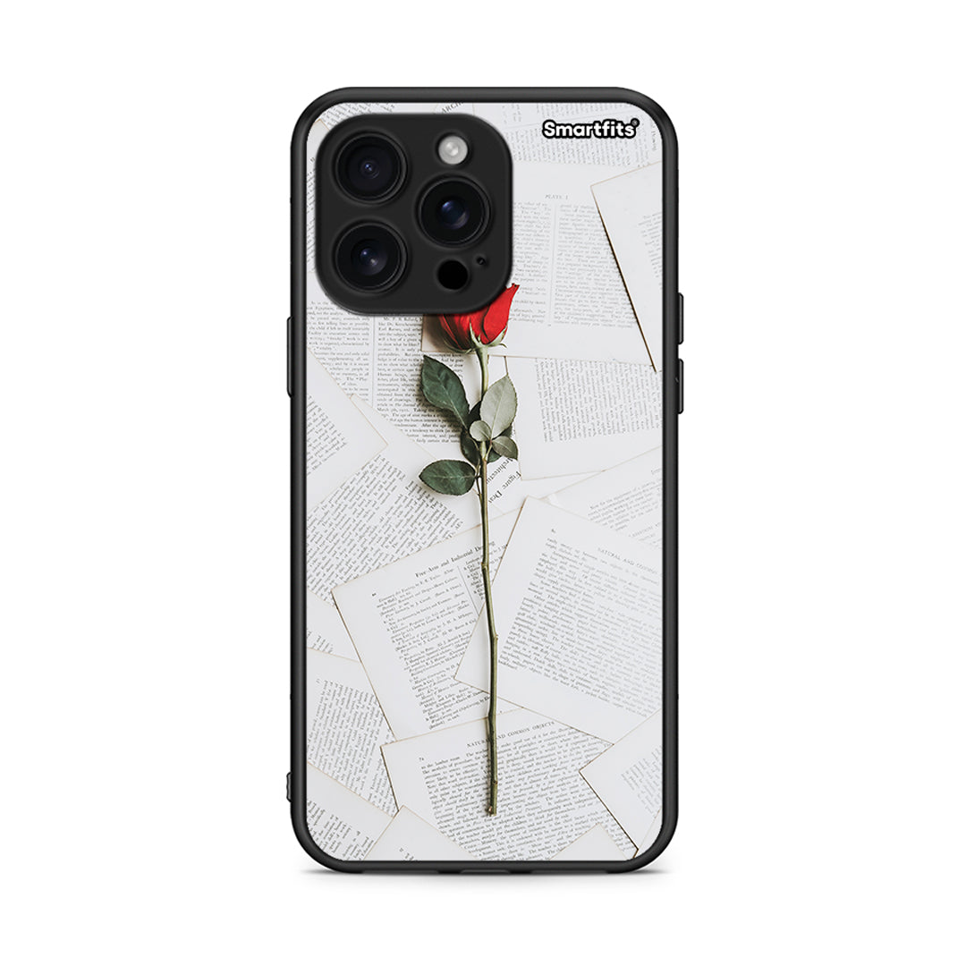 iPhone 16 Pro Max Red Rose θήκη από τη Smartfits με σχέδιο στο πίσω μέρος και μαύρο περίβλημα | Smartphone case with colorful back and black bezels by Smartfits