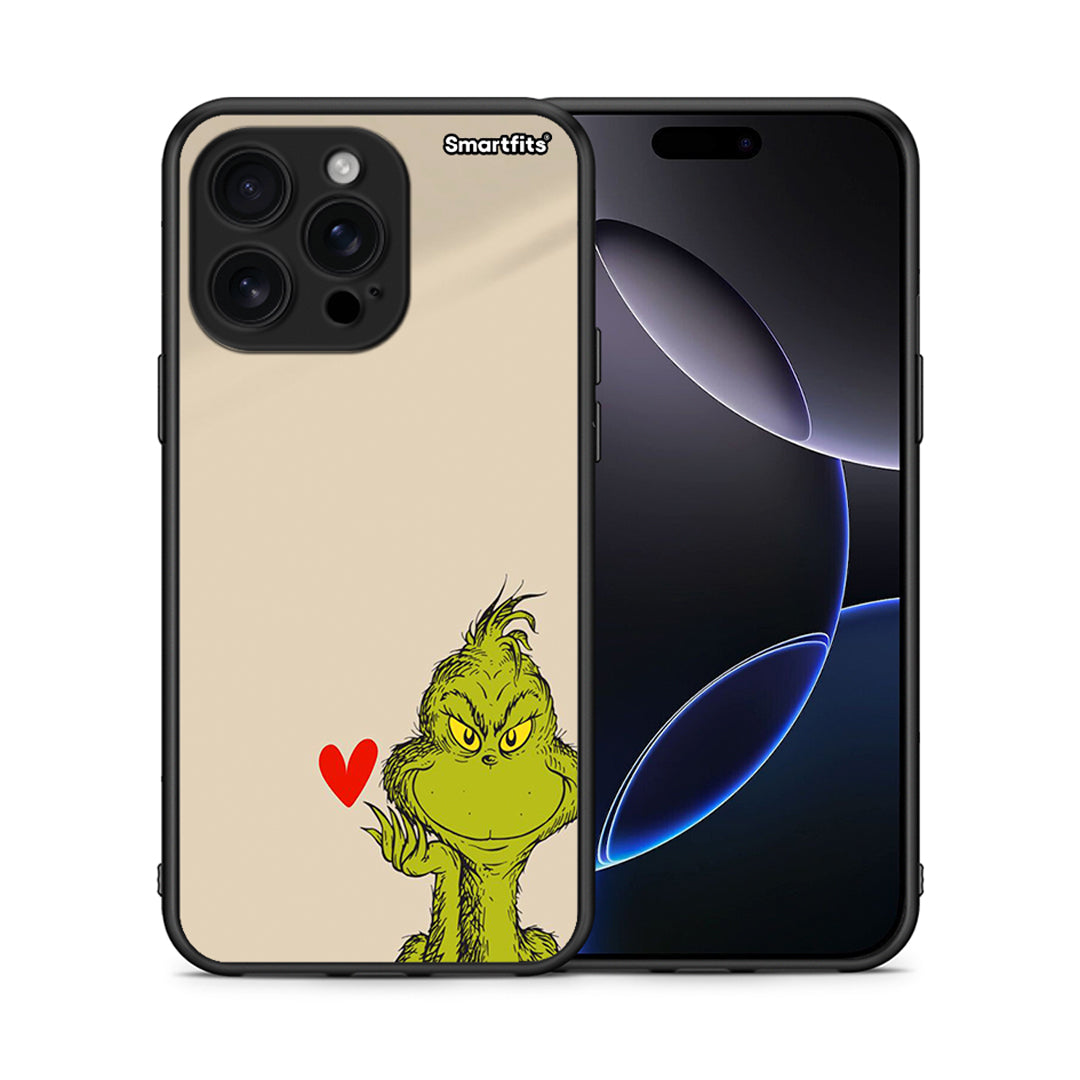 Θήκη iPhone 16 Pro Max Xmas Grinch από τη Smartfits με σχέδιο στο πίσω μέρος και μαύρο περίβλημα | iPhone 16 Pro Max Xmas Grinch case with colorful back and black bezels