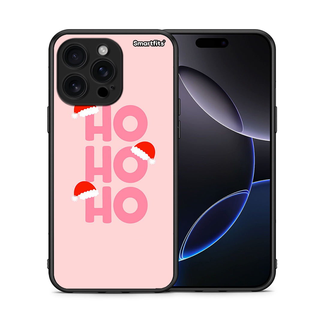 Θήκη iPhone 16 Pro Max Xmas Ho Ho Ho από τη Smartfits με σχέδιο στο πίσω μέρος και μαύρο περίβλημα | iPhone 16 Pro Max Xmas Ho Ho Ho case with colorful back and black bezels