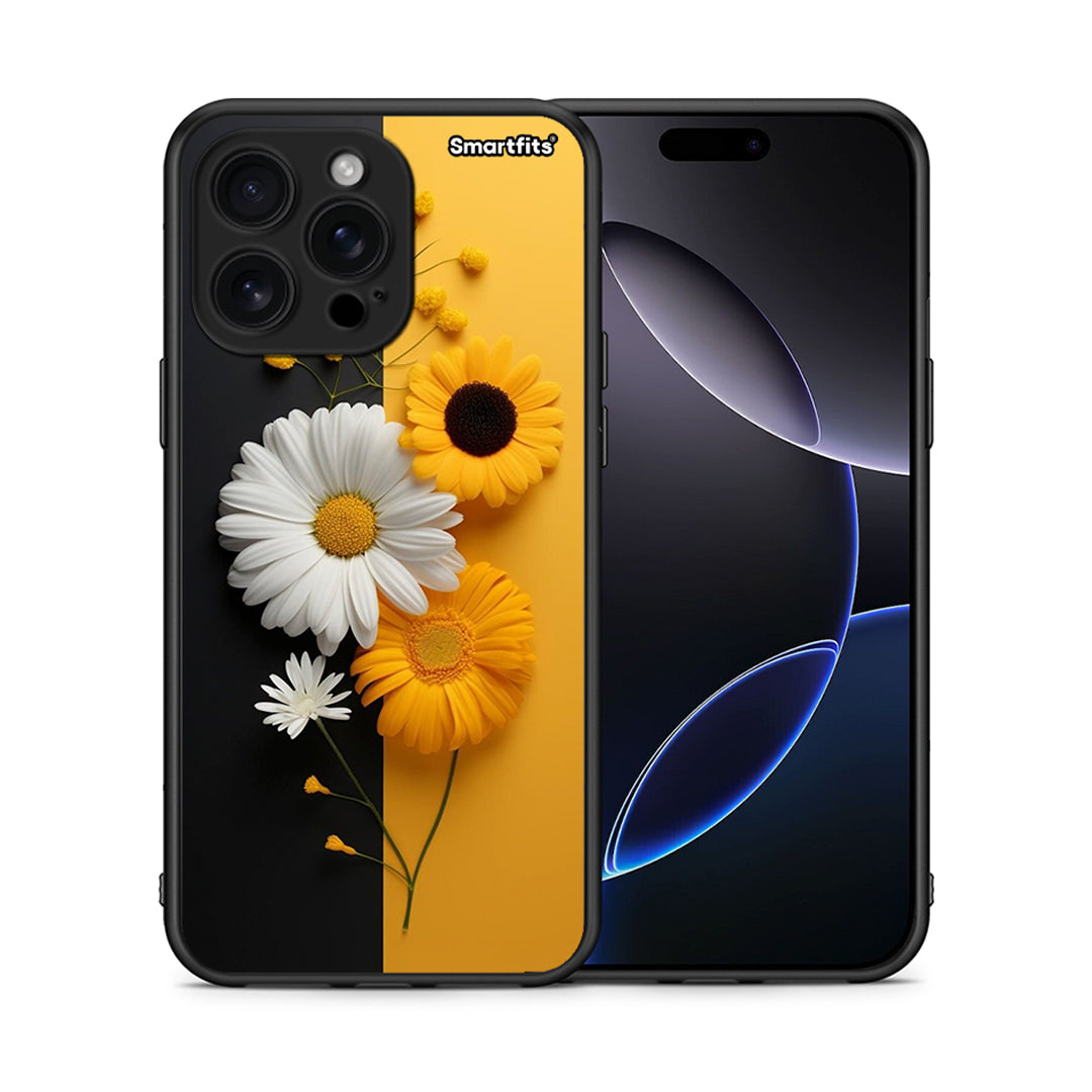 Θήκη iPhone 16 Pro Max Yellow Daisies από τη Smartfits με σχέδιο στο πίσω μέρος και μαύρο περίβλημα | iPhone 16 Pro Max Yellow Daisies case with colorful back and black bezels